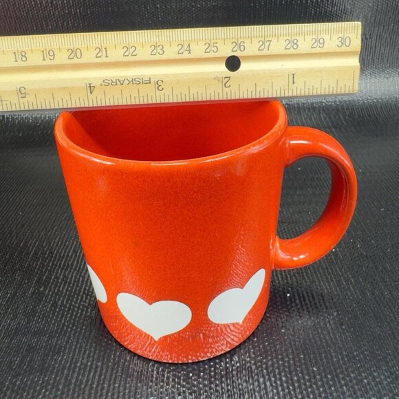 Vintage Waechterbach Heart Coffee Mug Cup West Germany Red With White Hearts - Picture 3 of 11